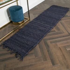 Oromo Chunky Jute Runner Rug In Navy