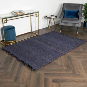 Oromo Medium Chunky Jute Rug In Navy